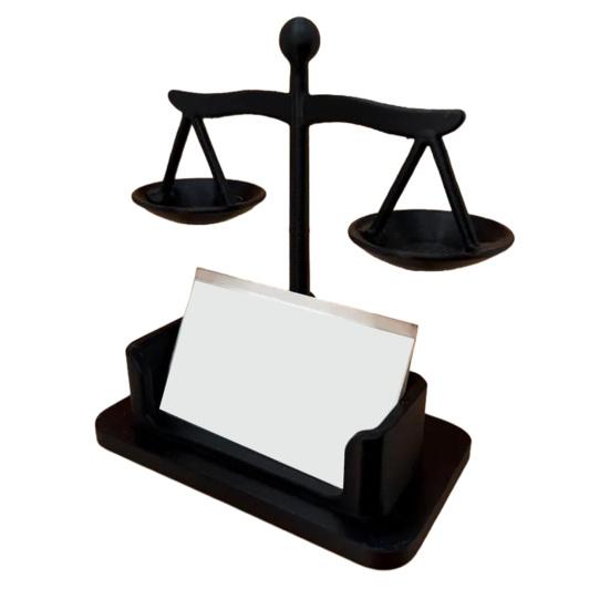 Suport Cărți de Vizită Balanța Justiției Suport Card Practic Decorativ Organizator de Birou pentru Cabinet Avocatură & Uz Profesional