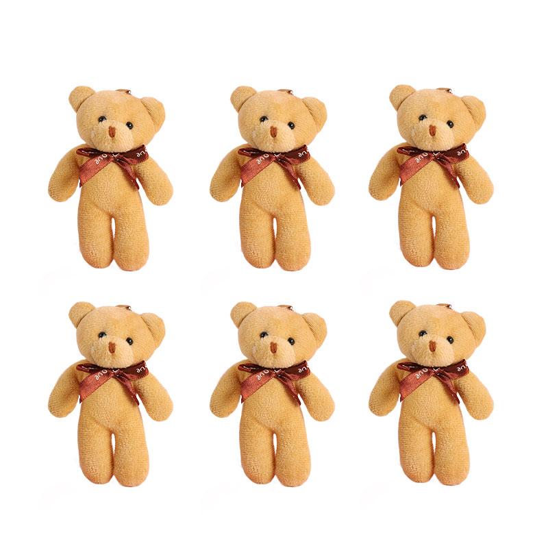 6/1s Mini Bear Plush Keychain Colorful Bear Stuffed Toy School Bag Pendant Teddy Doll Graduation Party Supplies Wedding Gift