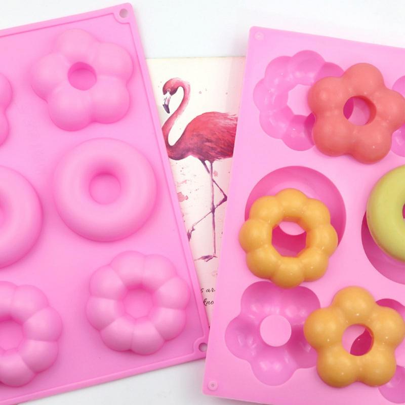 Heat Resistant Silicone Donut Mold 6 Holes Silicone Donut Mold Bagel Pan Resistant Doughnut Moulds Tray for Chocolate Donut Cake