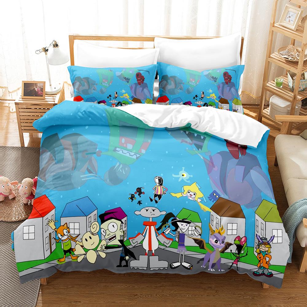 Childhood Memories Nigel Uno KND Retro Cartoon Duvet Cover Set 3PCS Bedding With 2 Pillowcases Nostalgic Text Art Home Decor