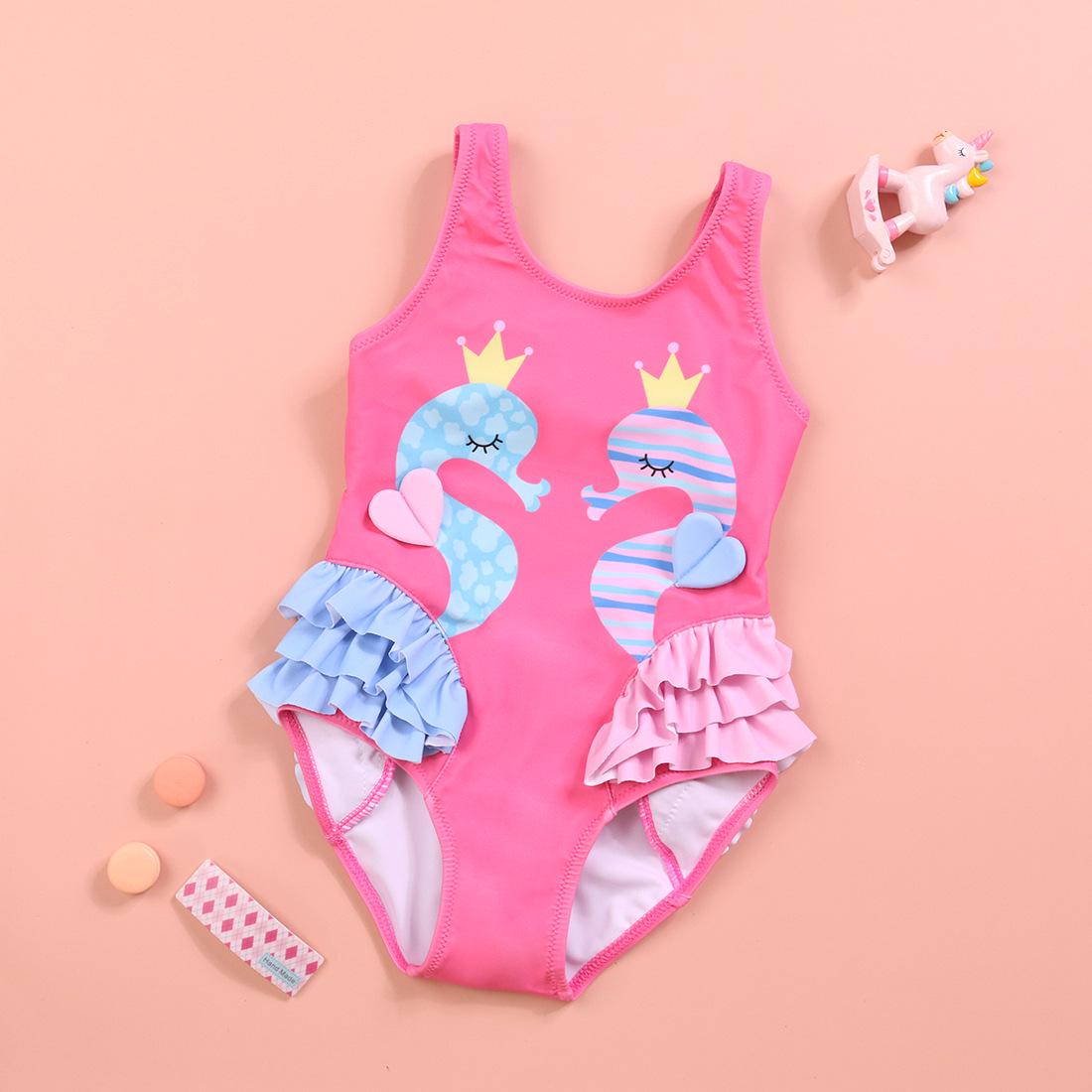 

Girls Cute Ruffled Cartoon One-Piece Swimsuit - High Quality & Comfortable S