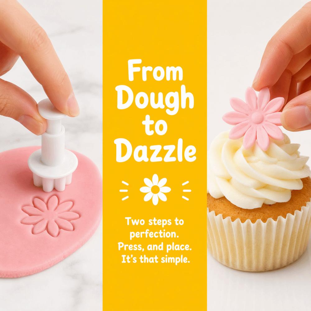 8pcs 8 Petals Shape Fondant Cutter Mold Daisy Pattern Flower Plunger Cutter Biscuits Sugar Cubes