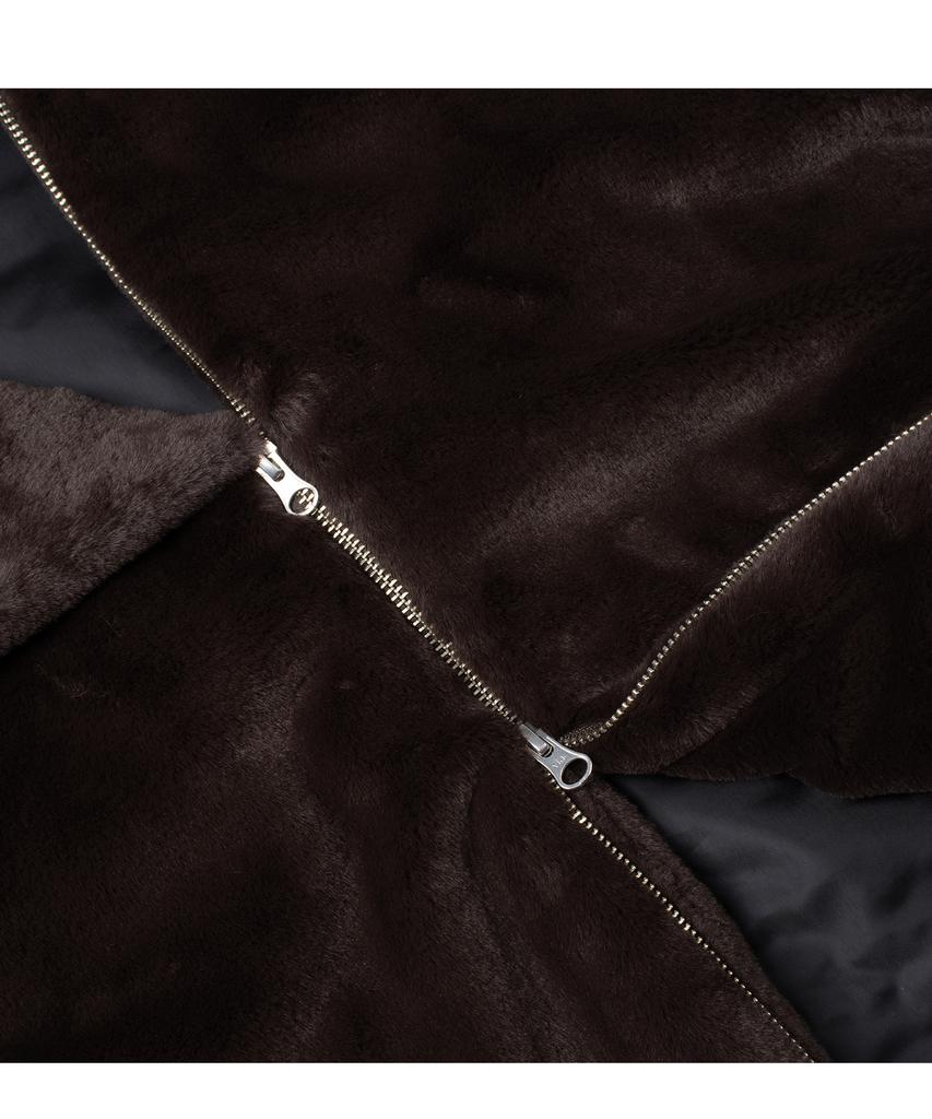 Then Our Mink Fur Oversized Zip-Up Hoodie (Khaki Brown)