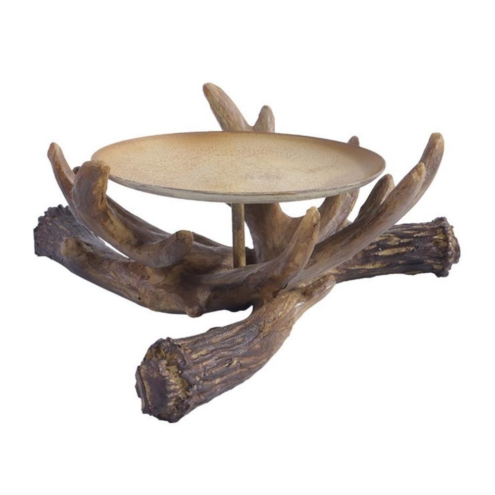 

Vintage Antler Candle Holder Resin Storage Tray Candlestick Holder Handicraft Antlers Sculpture Candle Stand Home Decoration