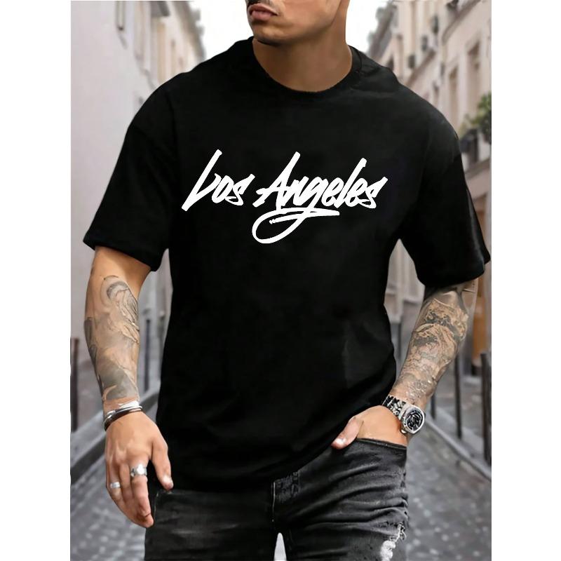 

Los Angeles, NEW YORK CITY T-Shirt, Back to School Season, Men S T-Shirt, Casual Short Sleeved Round Neck T-Shirt, Suitable for Summer, Spring 4XL чорний