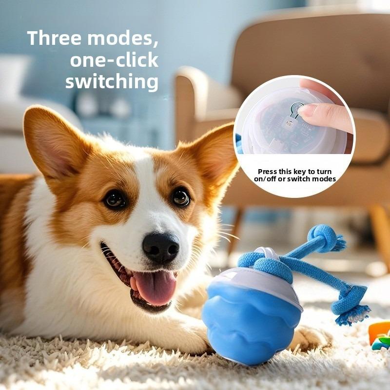 Electronic Interactive Pet Toy Moving Ball Smart Dog Toy Ball Rope USB 3 Modes Automatic Moving Bouncing for Puppy Chew Products