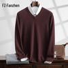 Fanzhen Men's V-Neck Cashmere Blend Sweater