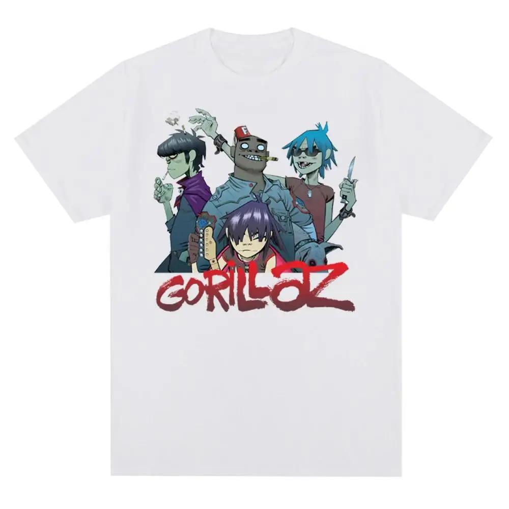 להקת מוזיקה גורילז חולצת טי מודפסת פאנק רוק אופנת קז'ואל שנות ה-90 שרוול קצר מידות גדולות יוניסקס