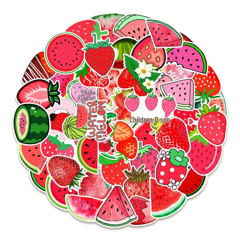 50 Summer Watermelon & Strawberry Waterproof Stickers for Notebooks, Phones & Bottles