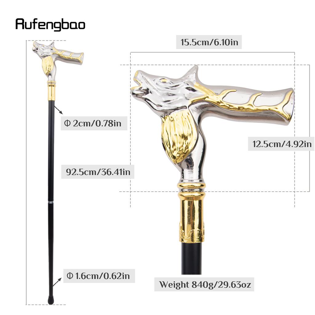 Golden White Deer Walking Cane Fashion Decorative Walking Stick Gentleman Elegant Cosplay Cane Knob Crosier 92cm