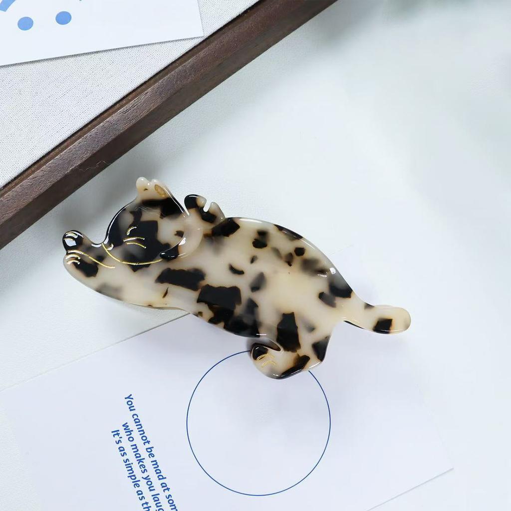 Ättiksyra japansk och sydkoreansk avancerad leopardtryck katt hårnål klämma damers temperament hårnål bakhuvud hajklämma