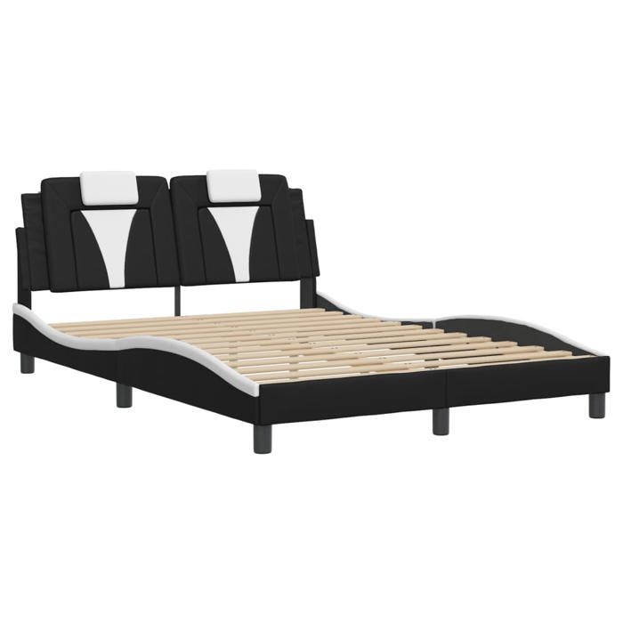 VidaXL Cadre de Lit Viana sans Matelas, Lit Rembourré avec Coussin, Lit Double, Lit Adulte Chambre, Moderne, Noir et Blanc 3208087
