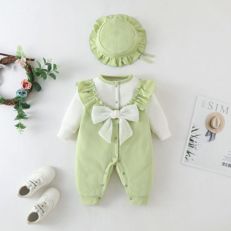 Newborn Girl Autumn/Winter Princess Romper: Velvet-Enhanced Bodysuit for 100 Days & Outings