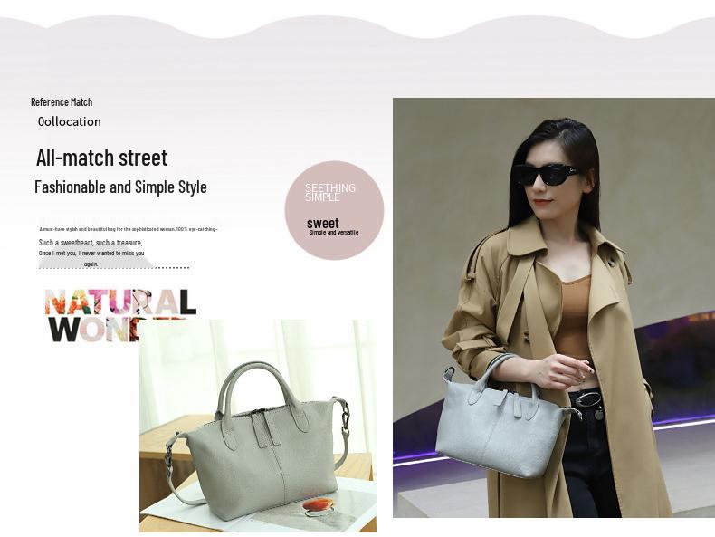 New Fashion Women's Genuine Leather Single Shoulder Crossbody Bag - Top Layer Cowhide Dumpling Design