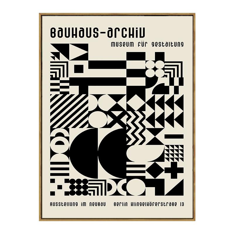 

Вінтажний чорно-білий плакат Bauhaus Ретро Художні відбитки Модернізм Виставка Декоративні картини Полотно Настінне мистецтво Картина Домашній декор 40x50cm No Framed