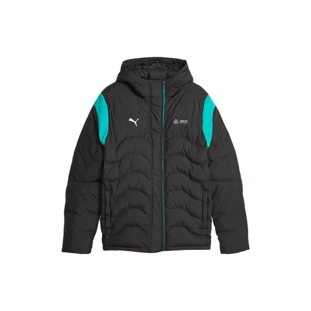 Puma X Mercedes-Benz Petronas MT7 Ecolite Padded Jacket Color Block Design Hooded Loose Fit Long Sleeve Cotton Coat Men Jacket Black 621146-01