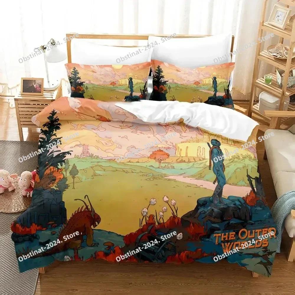 Game Outer Worlds Bedding Set Boys Girls Twin Queen Size Duvet Cover Pillowcase Bed Kids Adult Fashion Home Textileextile