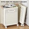 Foldable Laundry Hamper: Large Capacity Floor-Standing Clothes Storage Basket for Bathroom or Household Use.