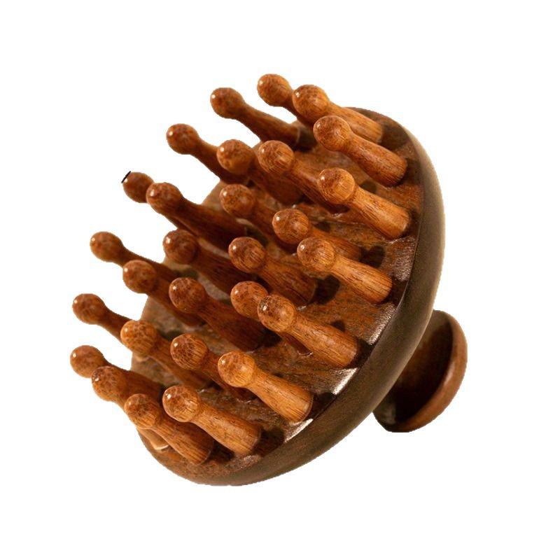 Sandalwood Round Disc Scalp Massage Comb for Hair Nourishment and Follicle Care