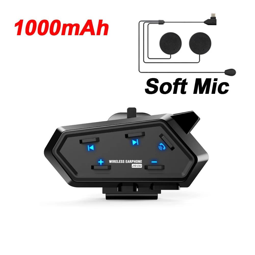 C63 Fone de Ouvido Bluetooth 5.4 à Prova d'Água para Capacete de Motocicleta Chamada Viva-voz Fones de Ouvido com Redução de Ruído à Prova d'Água