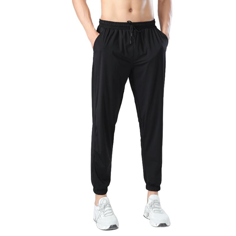 Men's Quick-Dry Nylon Ice Silk Sports Pants: Outdoor, Drapey, Cuffed, Casual, High-Elasticity Trousers.