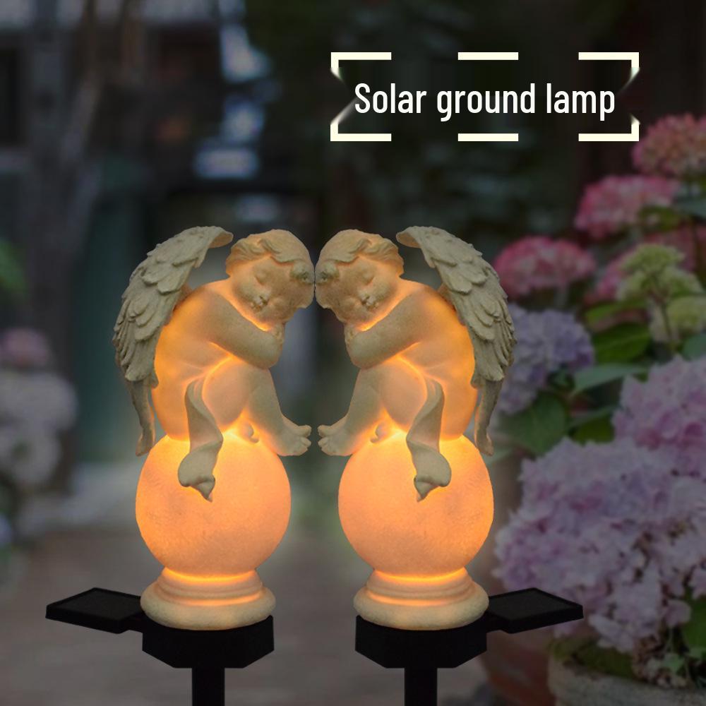 European Style Solar Angel Outdoor Lawn Light - Waterproof Resin Garden Decoration