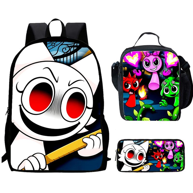 Sprunki Rhythm Box, Game Anime Backpack, Student Schoolbag, Computer Bag