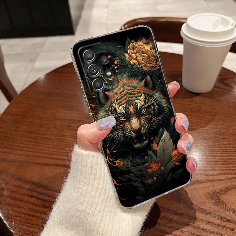 Tiger Animal Clear Soft Phone Case For Samsung Galaxy A56 A57 A37 A55 A54 A36 A35 A26 A25 A16 A17 A07 A52 A34 A73 A53 A21s Cover