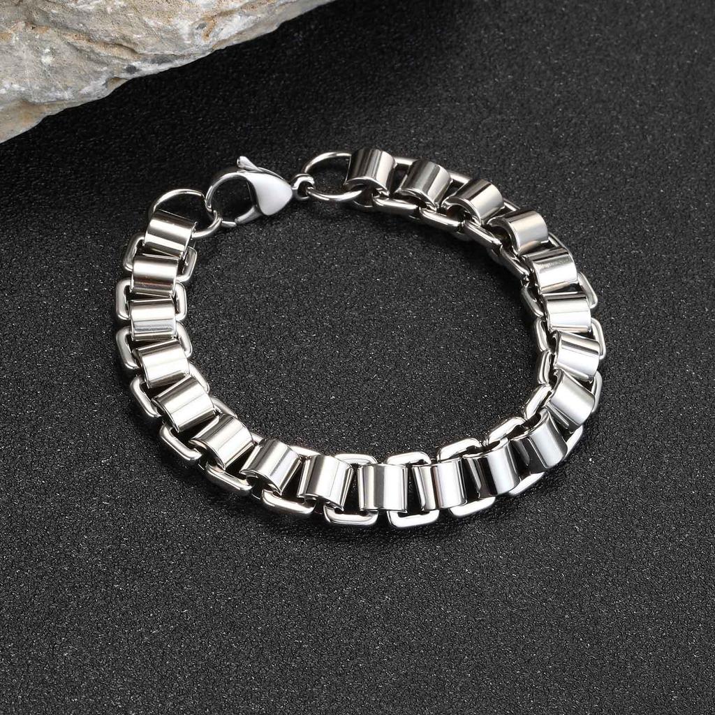 Chunky Stainless Steel Bracelets for Men,Never Fade Links&Links Wristband,New Punk Casual Jewelry Gifts for Him