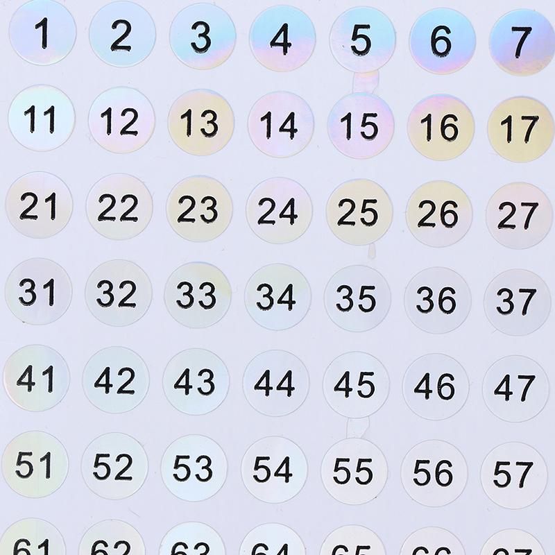 Etiquetas a laser à prova d'água número 1-200 adesivos esmalte batom etiquetas numéricas