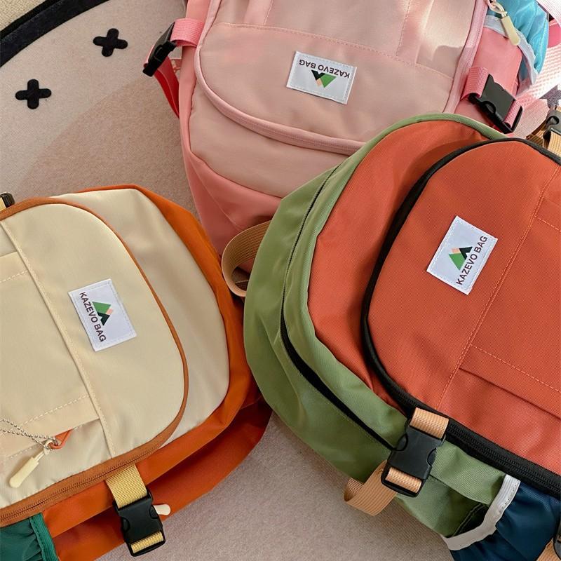 Schoolbag Japanese simple contrasting color casual backpack junior high school lightweight student schoolbag college wind sweet large capacity