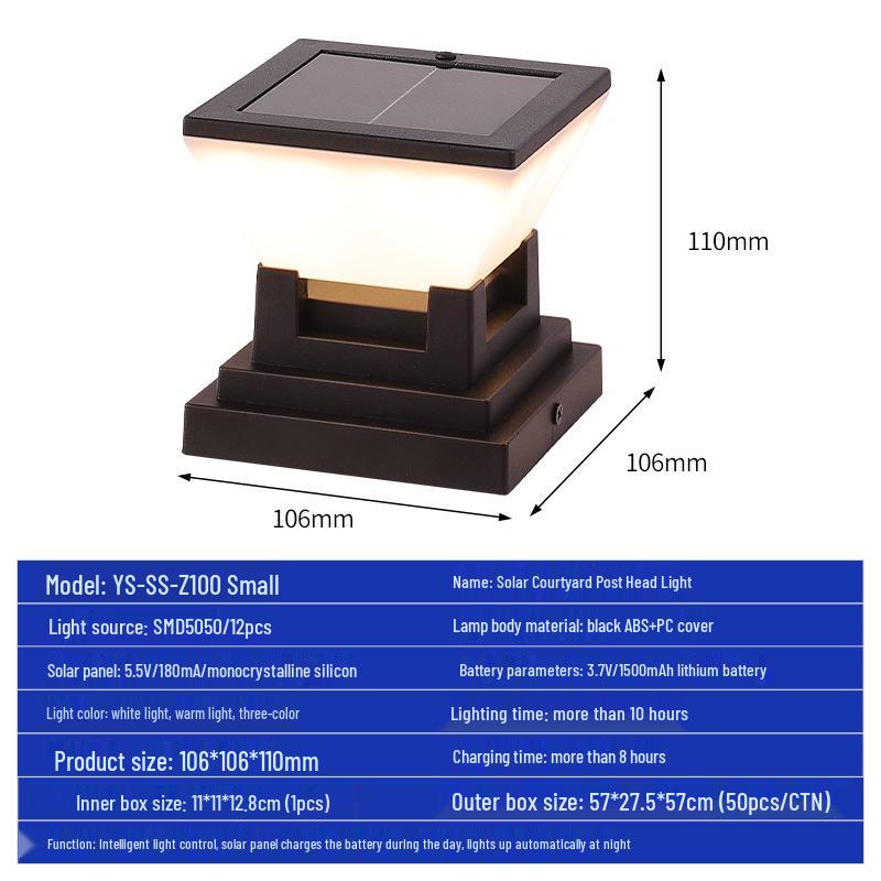 Solar Outdoor Garden Pillar Light - Perfect for Courtyard, Villa, Family Gatherings, and Camping