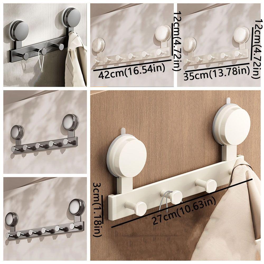4/5/6 Hooks Suction Cup Door Hook Rust-proof Robe Hook Movable Clothes Hangers  Bedroom