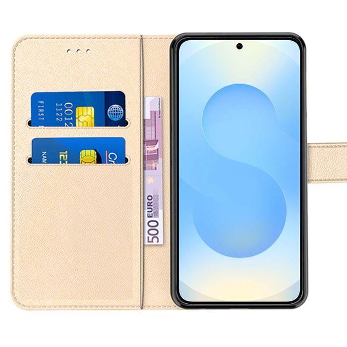 Coque de protection - BOOLING - Samsung Galaxy S25 - Antichoc - Cuir Synthétique - Doré