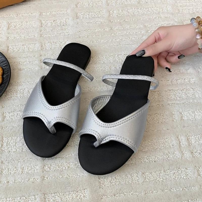 Fashion Fashion Toe Slippers Women's Summer New Outward Wear Round Toe Suede Soft Sole Non-slip Wear-resistant Flat Shoes