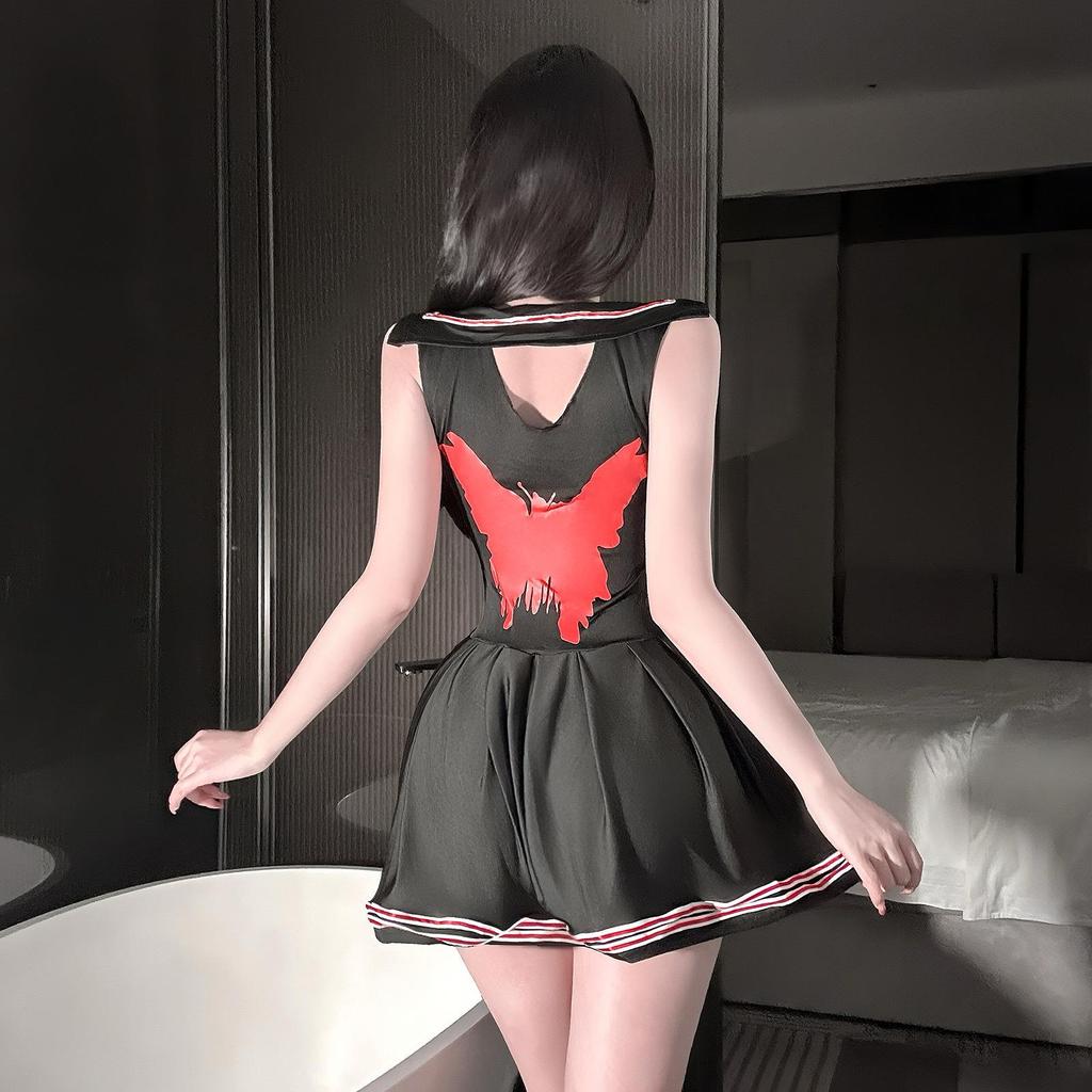 Golden Night Lace Bow Sleeveless Low-Cut Dress