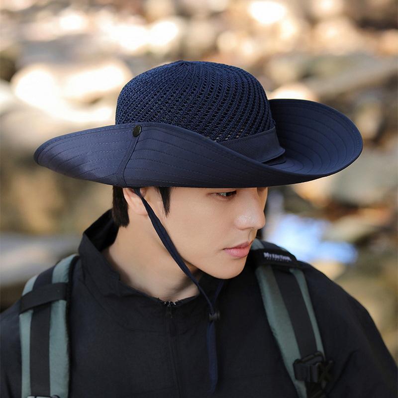 Lato Kapelusz przeciwsłoneczny z dużym rondem Męski Oddychający Czapki wędkarskie Ochrona przed słońcem UV Outdoor Szybkoschnący Składany Kapelusz przeciwsłoneczny Czapka turystyczna plażowa