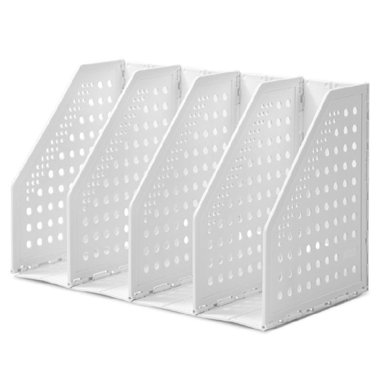 Складные пластиковые держатели для файлов с легко очищаемыми поверхностями, компактный офисный ящик для хранения для небольшого пространства, для использования в домашнем офисе белый