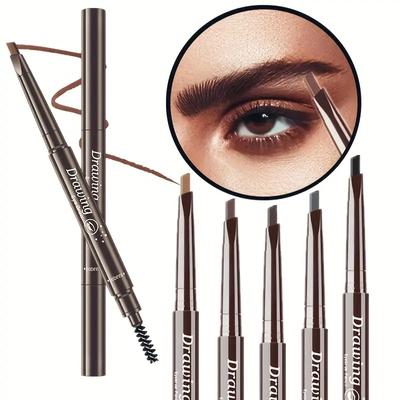 Double Head Eyebrow Pencil Natural Three-dimensional Automatic Rotating Triangle Eyebrow Pencil Waterproof Lasting Setting Women's Cosmetics Makeup