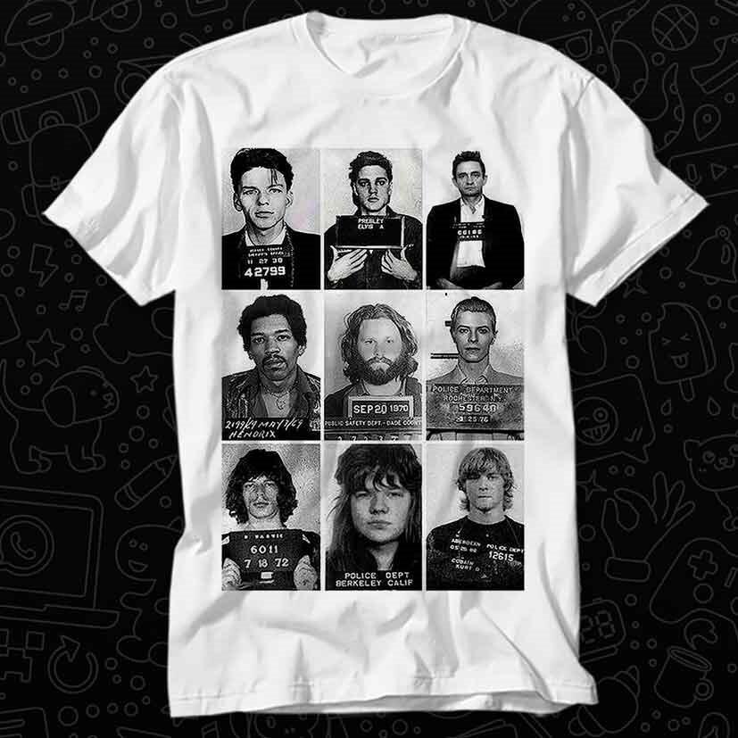 

Celebrities Mugshot Rock Punk Pop Stars T Shirt 414 M