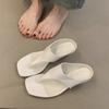 Leather Outer Wear Retro High Heels Women's Head Open-toed Sandals Simple Temperament Thin Heels Flip-flops Shoes