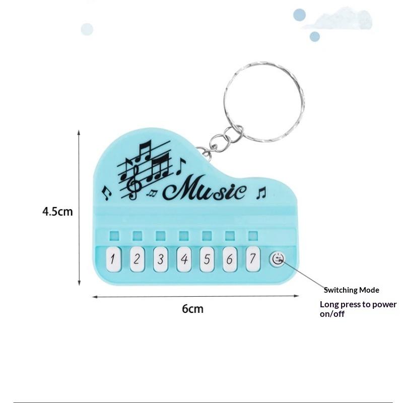 Mini Functional Piano Keychain Playable Buttons Soft Touch Cute Cartoon Music Pattern Creative Gift for Students