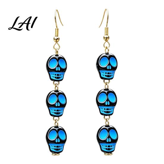 Dark Style Accessories 1 Pair Acrylic Halloween Earrings for Women Triple Skulls Drop Dangle Cosplay Party Jewelry Earrings Gothic Gifts Holiday