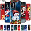 Christmas Phone Cases For Huawei P40 P20 Pro P40 P20 Lite P40 P20Case Black Silicone TPU Soft Cover Santa Claus TPU Bumper Funda