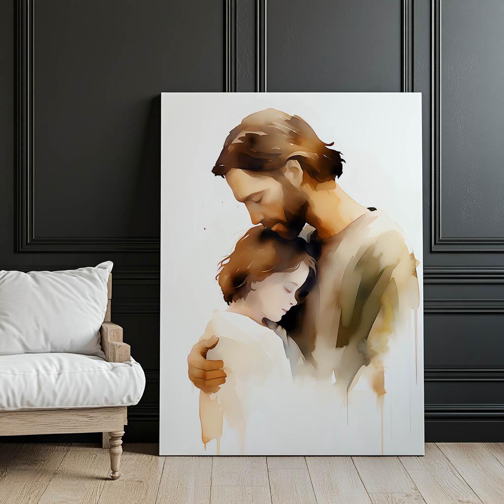 Miłość Boska - Jezus Przytulający Chłopca Miłość Boska - Jezus Przytulający Chłopca, 50X70 Cm, Bez Ramy, Papier Matowy 230 Gsm