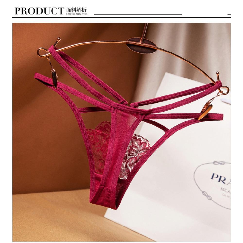 European and American Sexy Thong Women's Lace Sultry Hot Low-rise T Pants Ins Hollow Trend Cross Panties Women 2252