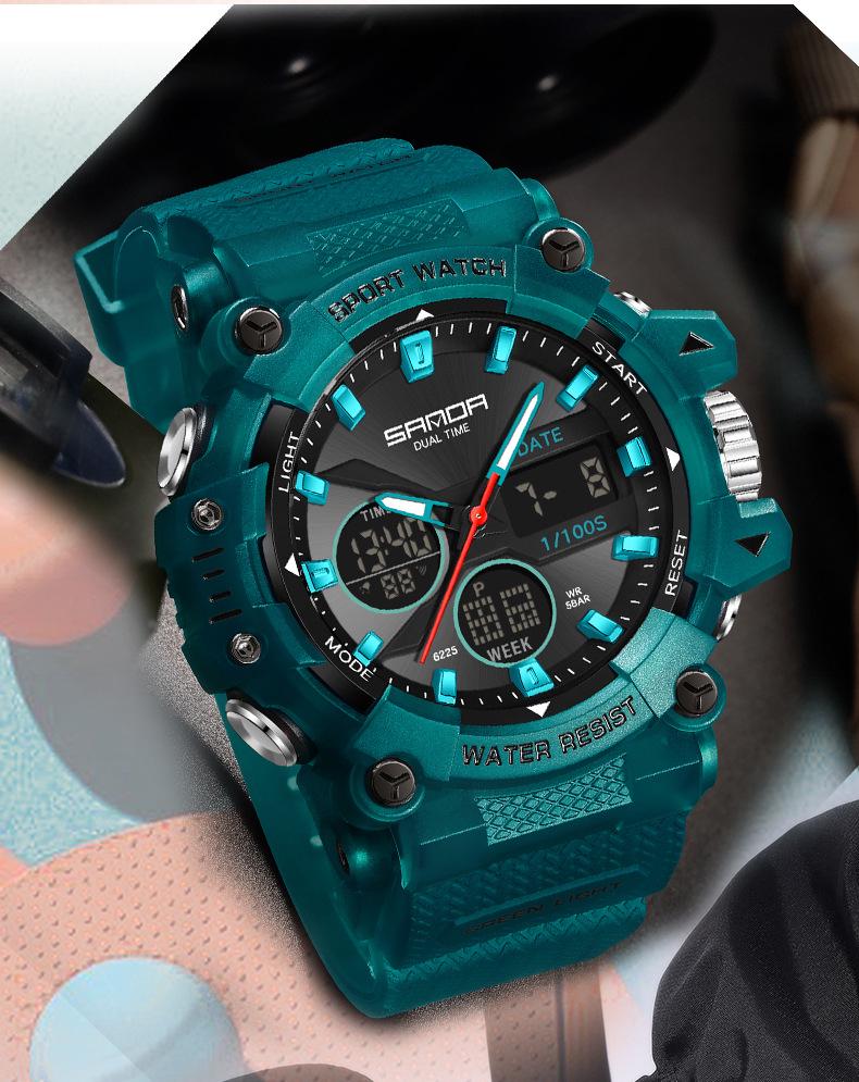 Sanda Dual Display Waterproof Sports Watch: Trendy & Unique Design