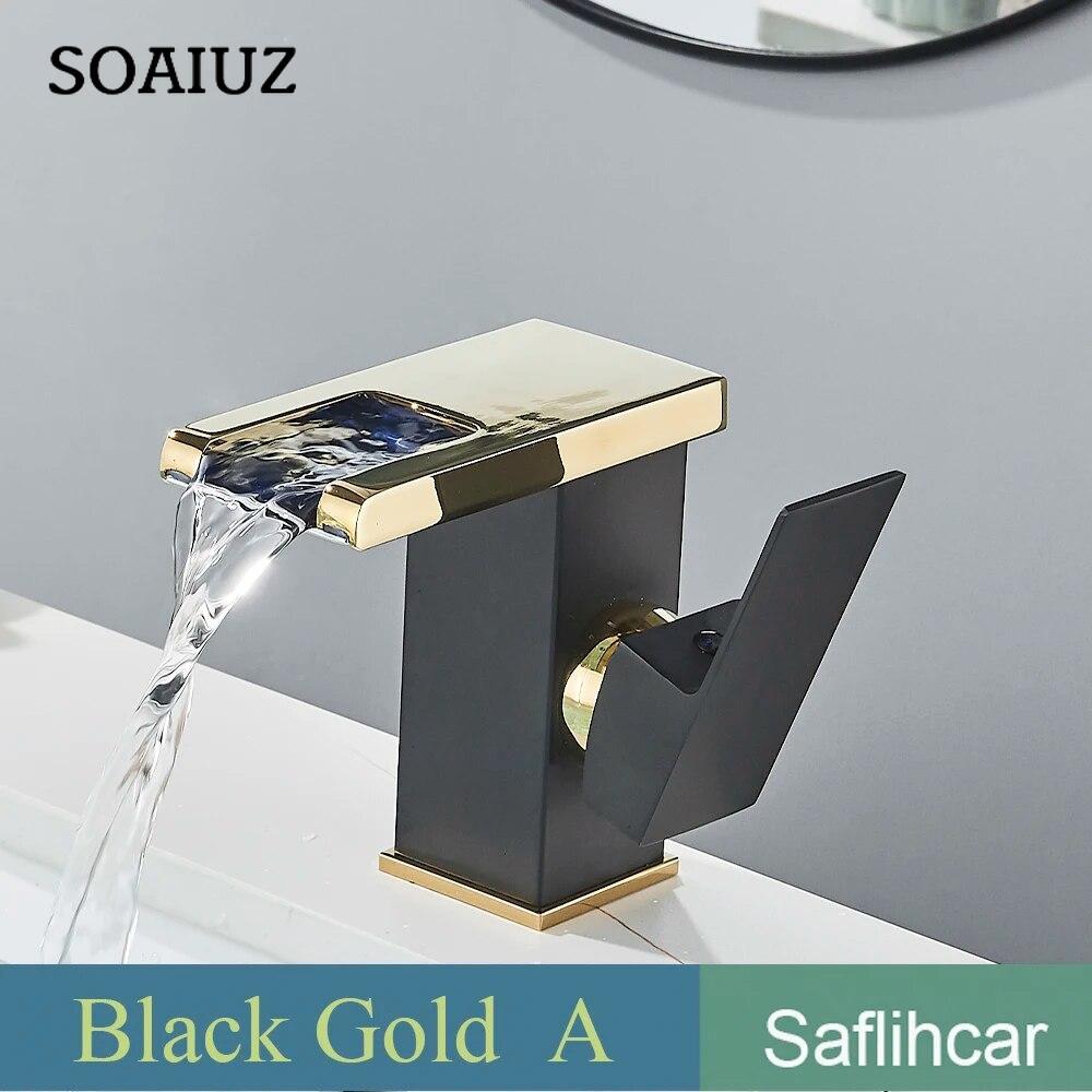 LED Black Basin Faucet Tall And Short Tap Bathroom Single Handle Cold and Hot Water Flow Produces Electricity