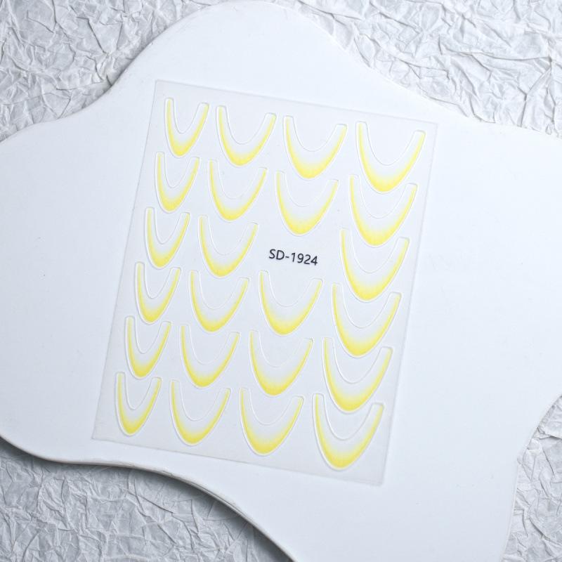 Gradient French Nail Art Stickers - Crescent Smile & Arc Decals