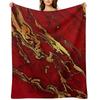 Faux Fire Red And Gold Marble Throw Blanket Luxury For Sofa Thin Loose Furrys Blankets